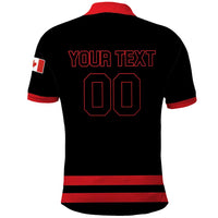 Custom Canada 2026 Hockey Polo Shirt Team Maple Leaf Black Version - Wonder Print Shop
