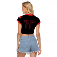 Custom Canada 2026 Hockey Raglan Cropped T Shirt Team Maple Leaf Black Version - Wonder Print Shop