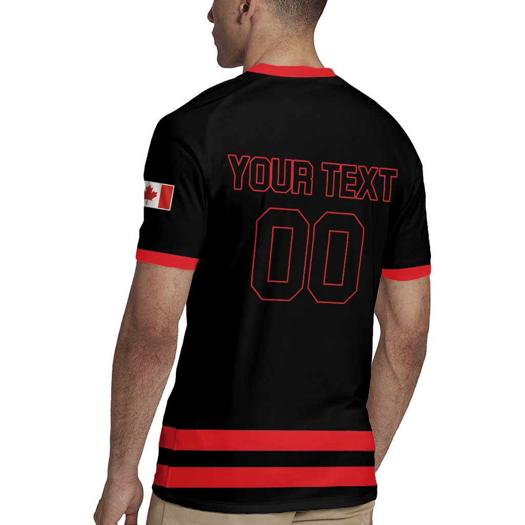 Custom Canada 2026 Hockey Rugby Jersey Team Maple Leaf Black Version - Wonder Print Shop