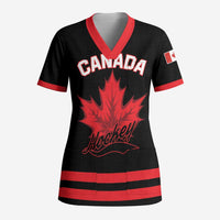 Custom Canada 2026 Hockey Scrub Top Team Maple Leaf Black Version - Wonder Print Shop