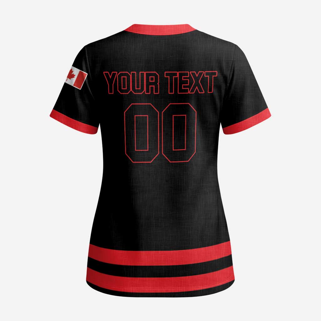 Custom Canada 2026 Hockey Scrub Top Team Maple Leaf Black Version - Wonder Print Shop