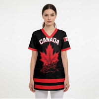 Custom Canada 2026 Hockey Scrub Top Team Maple Leaf Black Version - Wonder Print Shop