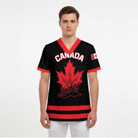 Custom Canada 2026 Hockey Scrub Top Team Maple Leaf Black Version - Wonder Print Shop