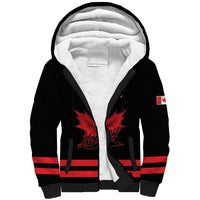 Custom Canada 2026 Hockey Sherpa Hoodie Team Maple Leaf Black Version - Wonder Print Shop