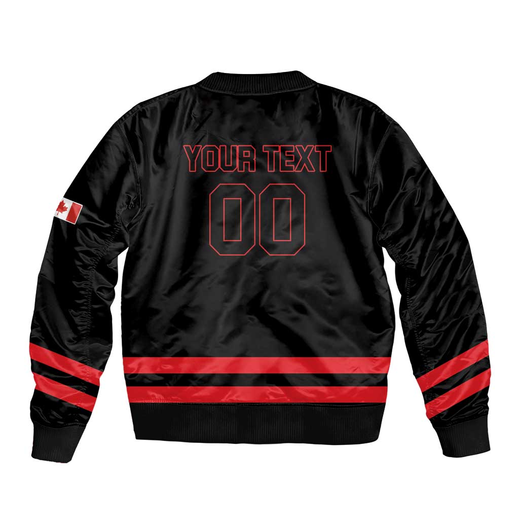 Custom Canada 2026 Hockey Sleeve Zip Bomber Jacket Team Maple Leaf Black Version - Wonder Print Shop