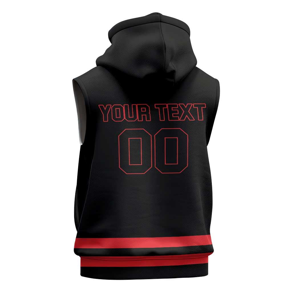 Custom Canada 2026 Hockey Sleeveless Zip Hoodie Team Maple Leaf Black Version - Wonder Print Shop