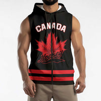 Custom Canada 2026 Hockey Sleeveless Zip Hoodie Team Maple Leaf Black Version - Wonder Print Shop