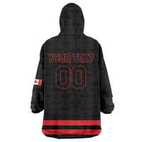 Custom Canada 2026 Hockey Wearable Blanket Hoodie Team Maple Leaf Black Version - Wonder Print Shop