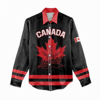 Custom Canada 2026 Hockey Women Casual Shirt Team Maple Leaf Black Version - Wonder Print Shop
