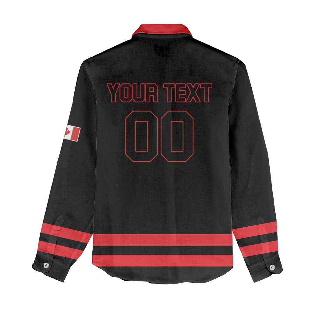 Custom Canada 2026 Hockey Women Casual Shirt Team Maple Leaf Black Version - Wonder Print Shop
