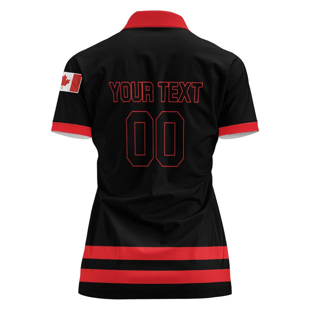 Custom Canada 2026 Hockey Women Polo Shirt Team Maple Leaf Black Version - Wonder Print Shop