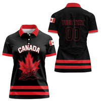 Custom Canada 2026 Hockey Women Polo Shirt Team Maple Leaf Black Version - Wonder Print Shop