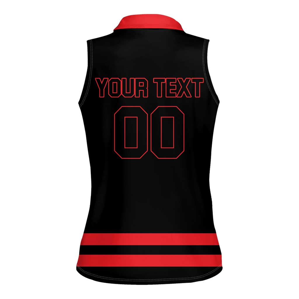 Custom Canada 2026 Hockey Women Sleeveless Polo Shirt Team Maple Leaf Black Version - Wonder Print Shop