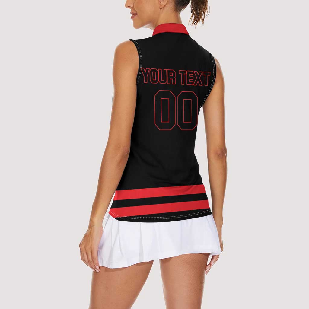 Custom Canada 2026 Hockey Women Sleeveless Polo Shirt Team Maple Leaf Black Version - Wonder Print Shop