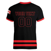 Custom Canada 2026 Hockey Women V-Neck T-Shirt Team Maple Leaf Black Version - Wonder Print Shop