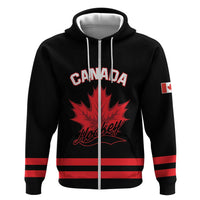 Custom Canada 2026 Hockey Zip Hoodie Team Maple Leaf Black Version - Wonder Print Shop