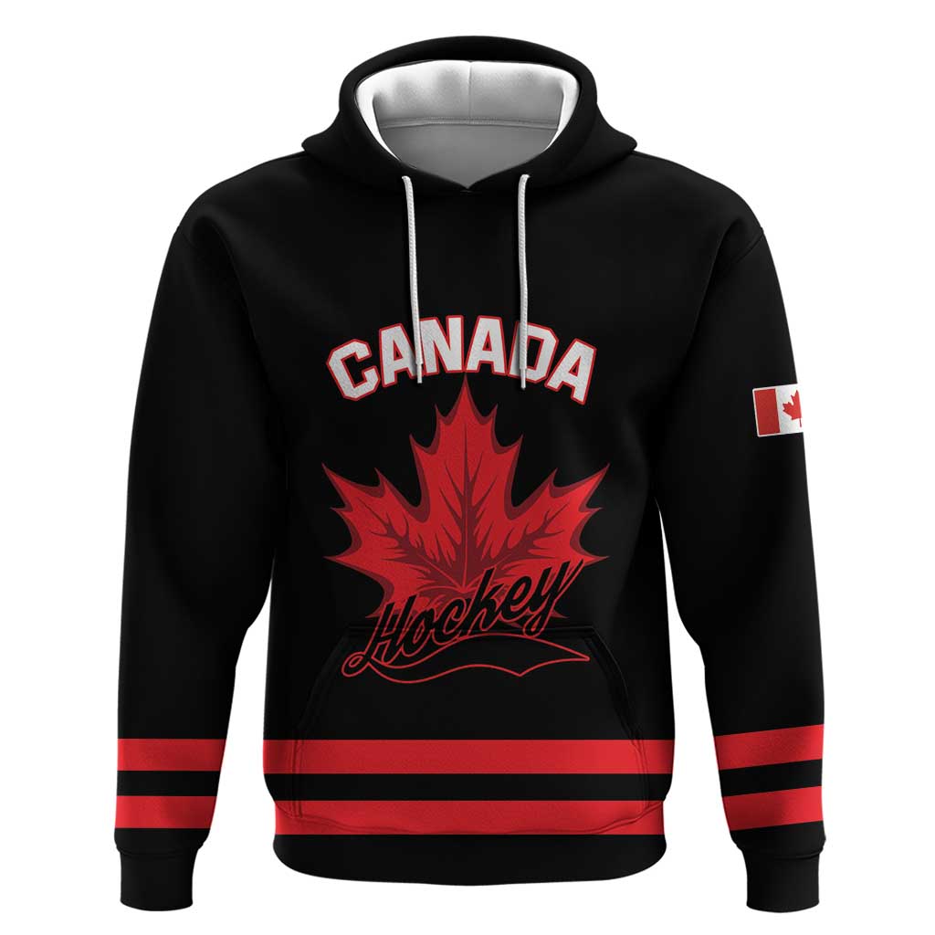 Custom Canada 2026 Hockey Zip Hoodie Team Maple Leaf Black Version - Wonder Print Shop