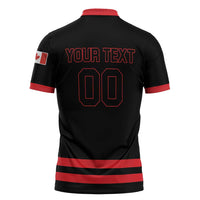Custom Canada 2026 Hockey Zipper Polo Shirt Team Maple Leaf Black Version - Wonder Print Shop