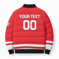 Custom Canada 2026 Hockey Bomber Puffer Jacket Team Maple Leaf Red Version - Wonder Print Shop