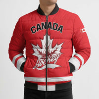 Custom Canada 2026 Hockey Bomber Puffer Jacket Team Maple Leaf Red Version - Wonder Print Shop