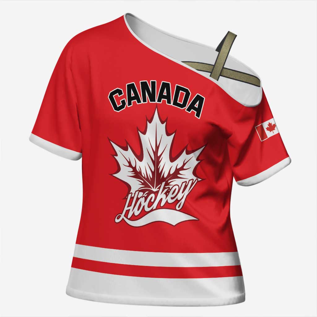 Custom Canada 2026 Hockey Cross Shoulder Shirt Team Maple Leaf Red Version - Wonder Print Shop