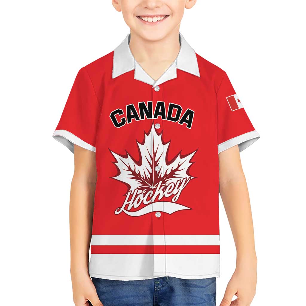 Custom Canada 2026 Hockey Kid Hawaiian Shirt Team Maple Leaf Red Version - Wonder Print Shop