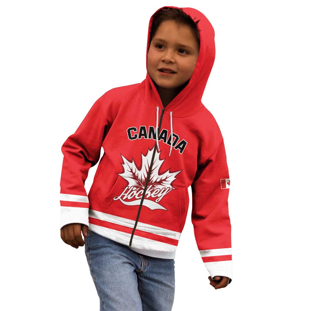 Custom Canada 2026 Hockey Kid Hoodie Team Maple Leaf Red Version - Wonder Print Shop