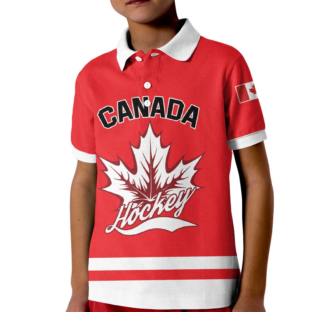 Custom Canada 2026 Hockey Kid Polo Shirt Team Maple Leaf Red Version - Wonder Print Shop