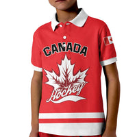 Custom Canada 2026 Hockey Kid Polo Shirt Team Maple Leaf Red Version - Wonder Print Shop