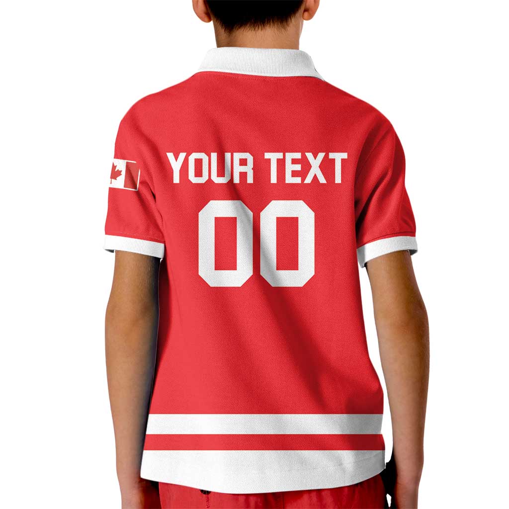 Custom Canada 2026 Hockey Kid Polo Shirt Team Maple Leaf Red Version - Wonder Print Shop
