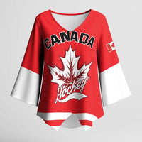 Custom Canada 2026 Hockey Kimono Sleeve Blouse Team Maple Leaf Red Version - Wonder Print Shop