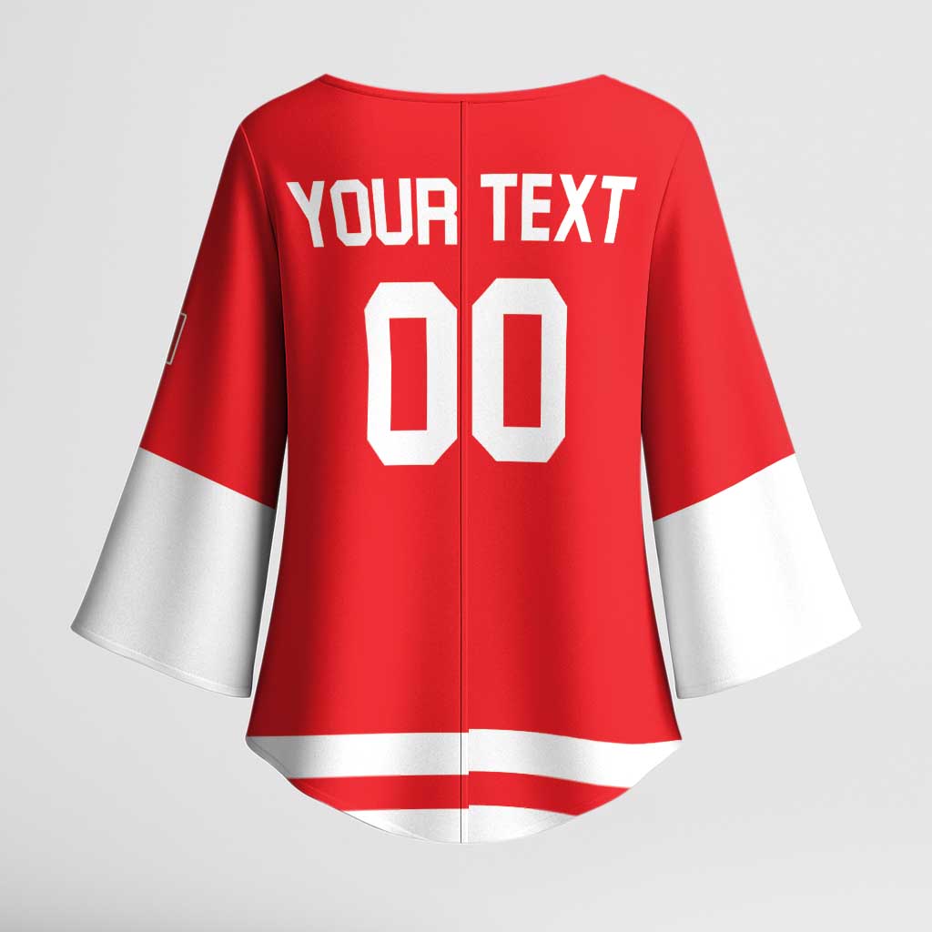 Custom Canada 2026 Hockey Kimono Sleeve Blouse Team Maple Leaf Red Version - Wonder Print Shop