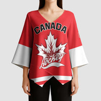 Custom Canada 2026 Hockey Kimono Sleeve Blouse Team Maple Leaf Red Version - Wonder Print Shop