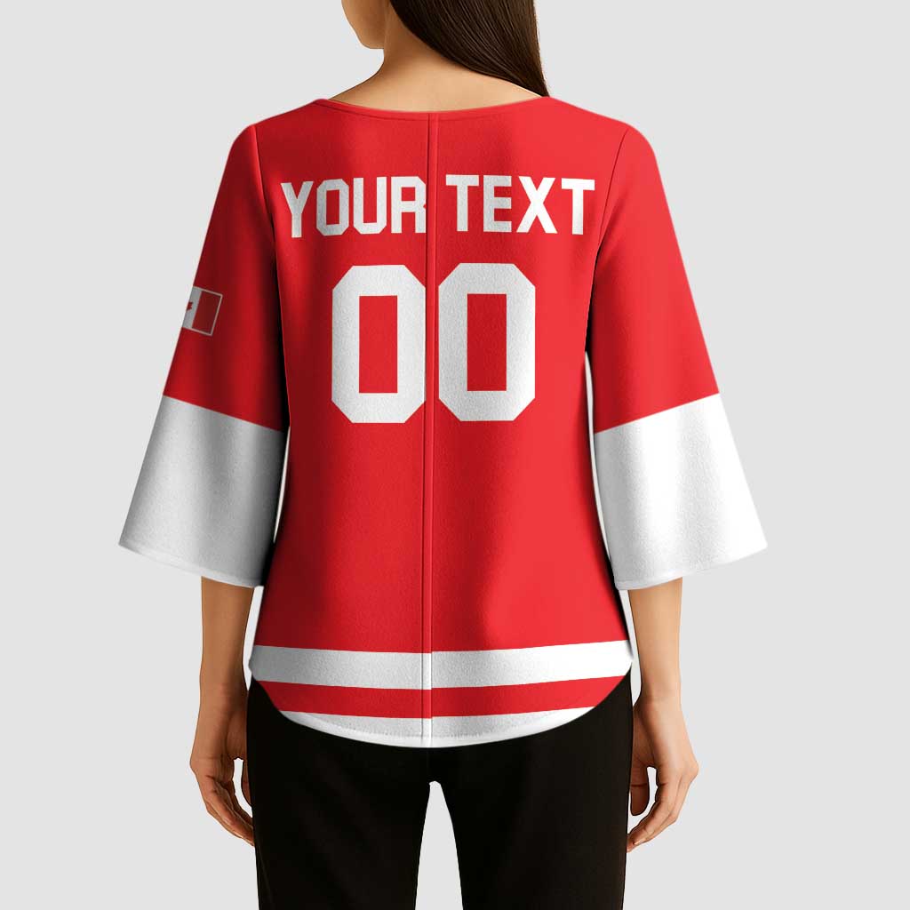 Custom Canada 2026 Hockey Kimono Sleeve Blouse Team Maple Leaf Red Version - Wonder Print Shop