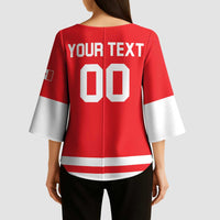 Custom Canada 2026 Hockey Kimono Sleeve Blouse Team Maple Leaf Red Version - Wonder Print Shop