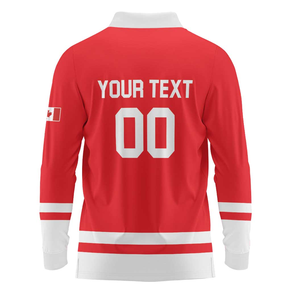 Custom Canada 2026 Hockey Long Sleeve Polo Shirt Team Maple Leaf Red Version - Wonder Print Shop