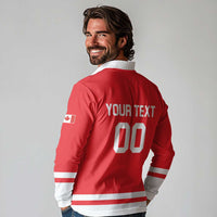Custom Canada 2026 Hockey Long Sleeve Polo Shirt Team Maple Leaf Red Version - Wonder Print Shop