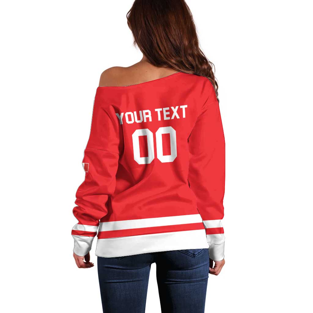 Custom Canada 2026 Hockey Off Shoulder Sweater Team Maple Leaf Red Version - Wonder Print Shop