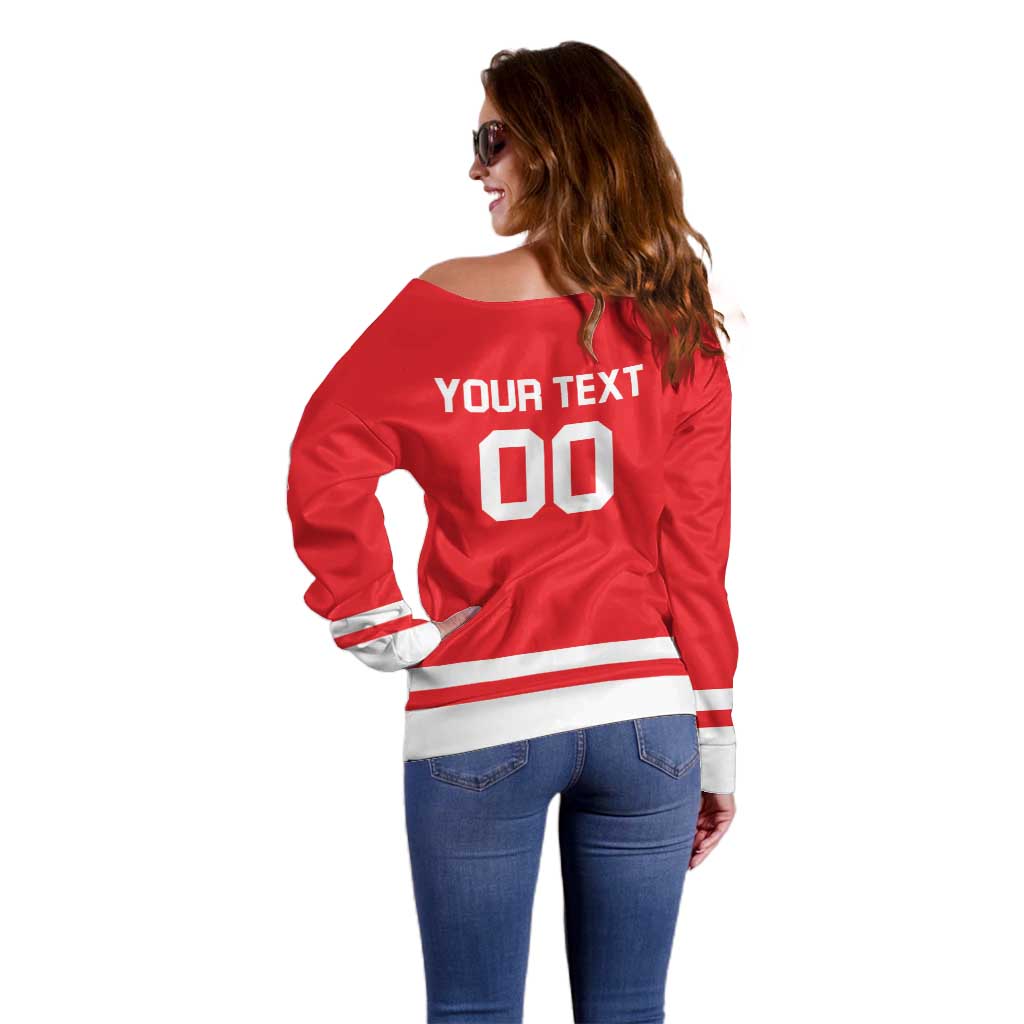 Custom Canada 2026 Hockey Off Shoulder Sweater Team Maple Leaf Red Version - Wonder Print Shop