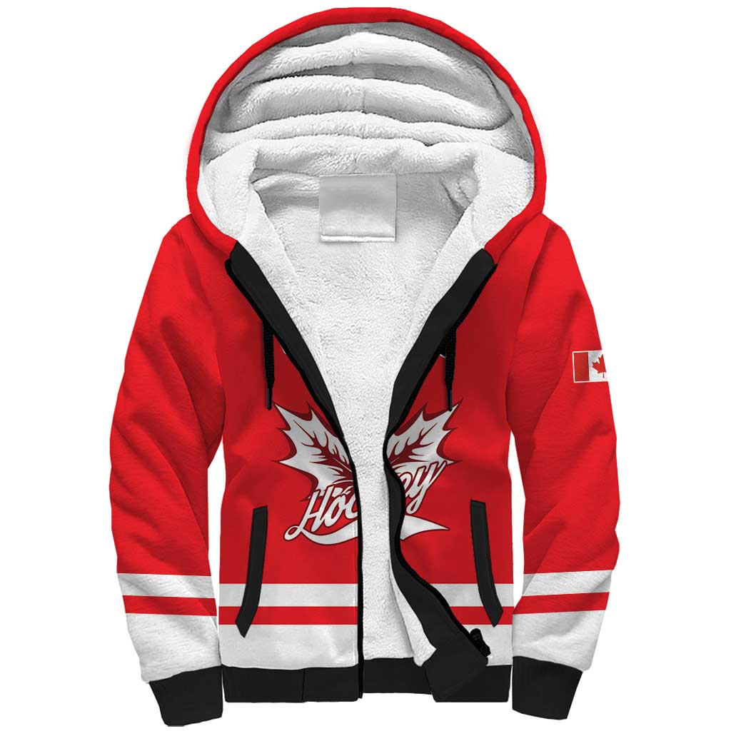 Custom Canada 2026 Hockey Sherpa Hoodie Team Maple Leaf Red Version - Wonder Print Shop