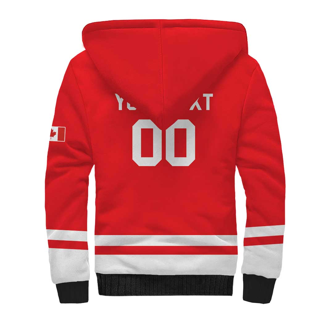 Custom Canada 2026 Hockey Sherpa Hoodie Team Maple Leaf Red Version - Wonder Print Shop