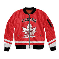 Custom Canada 2026 Hockey Sleeve Zip Bomber Jacket Team Maple Leaf Red Version - Wonder Print Shop