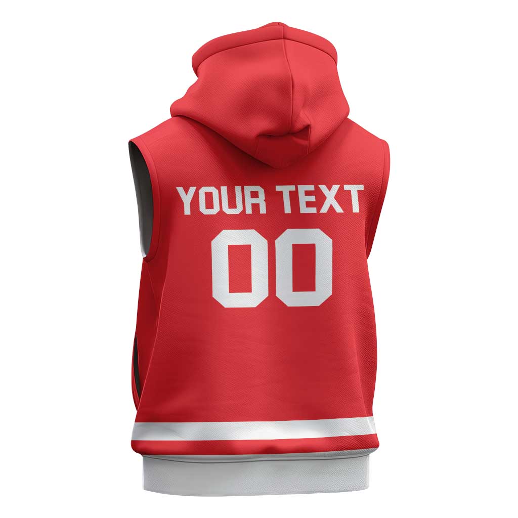 Custom Canada 2026 Hockey Sleeveless Hoodie Team Maple Leaf Red Version - Wonder Print Shop
