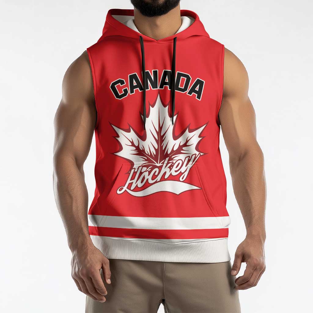 Custom Canada 2026 Hockey Sleeveless Hoodie Team Maple Leaf Red Version - Wonder Print Shop