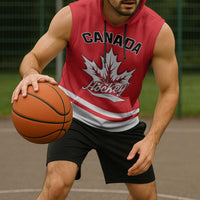 Custom Canada 2026 Hockey Sleeveless Hoodie Team Maple Leaf Red Version - Wonder Print Shop
