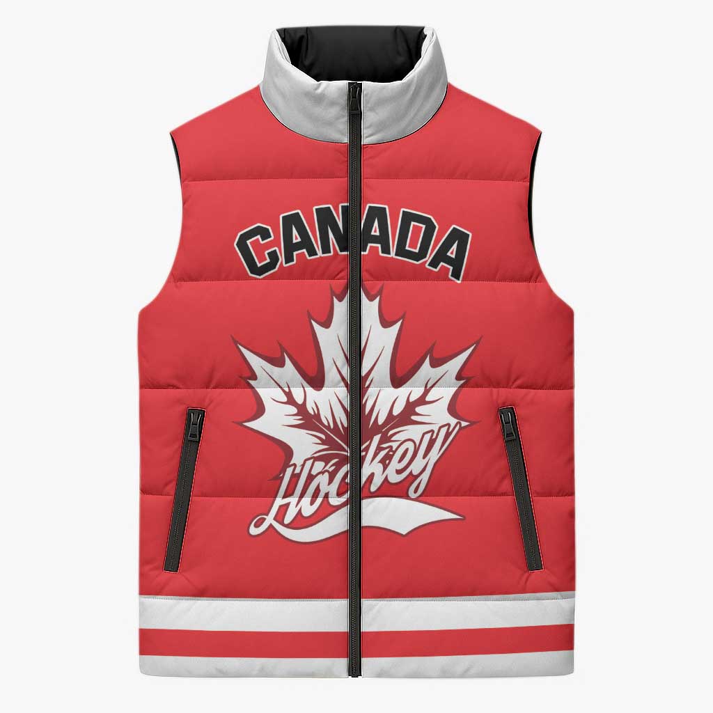 Custom Canada 2026 Hockey Sleeveless Puffer Jacket Team Maple Leaf Red Version - Wonder Print Shop