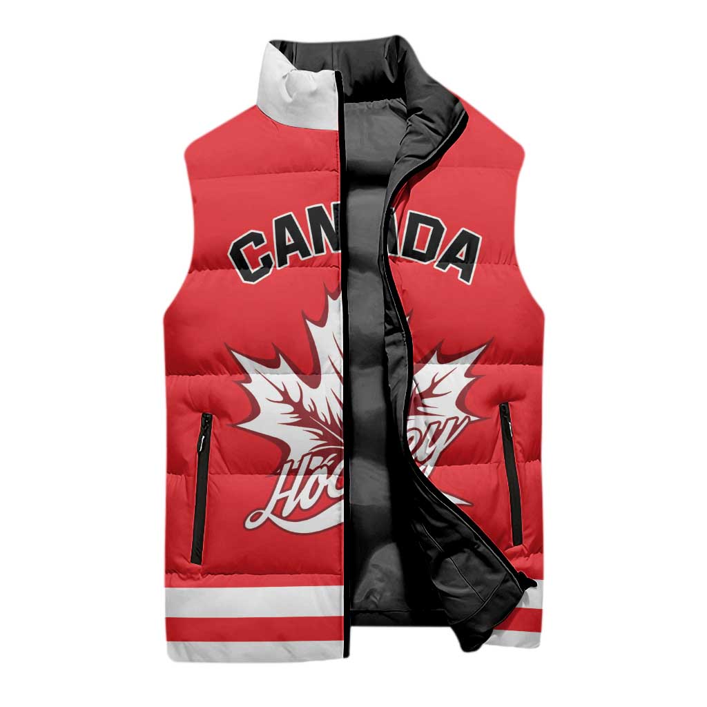 Custom Canada 2026 Hockey Sleeveless Puffer Jacket Team Maple Leaf Red Version - Wonder Print Shop