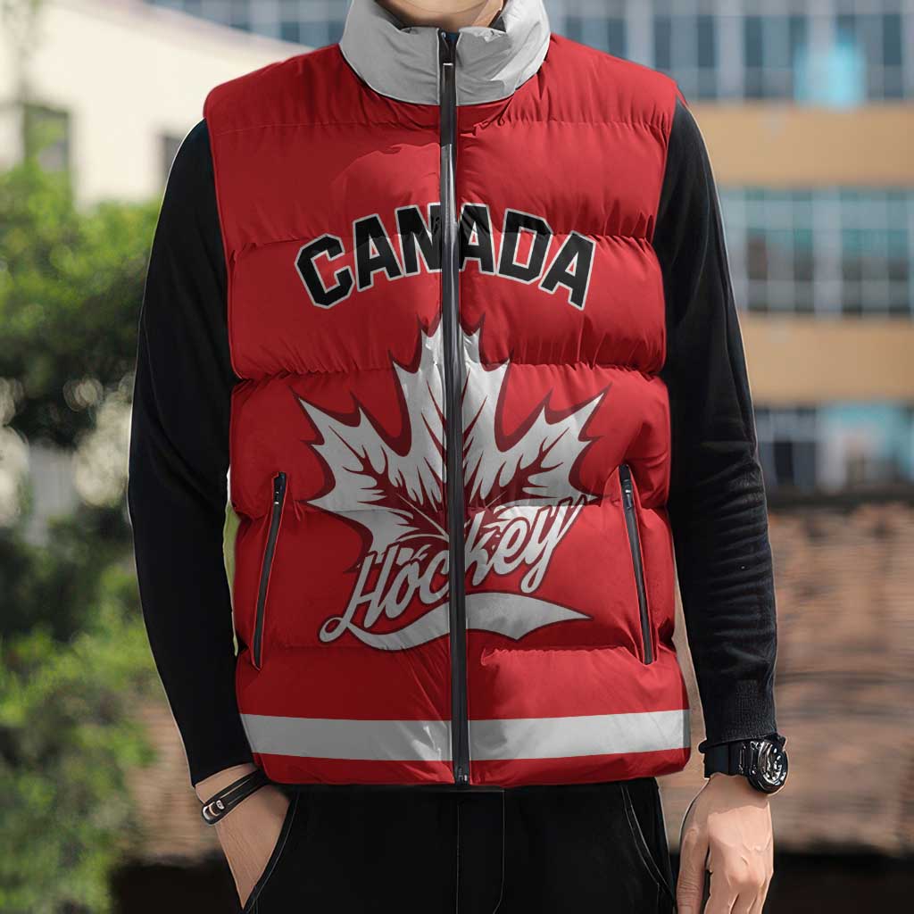 Custom Canada 2026 Hockey Sleeveless Puffer Jacket Team Maple Leaf Red Version - Wonder Print Shop