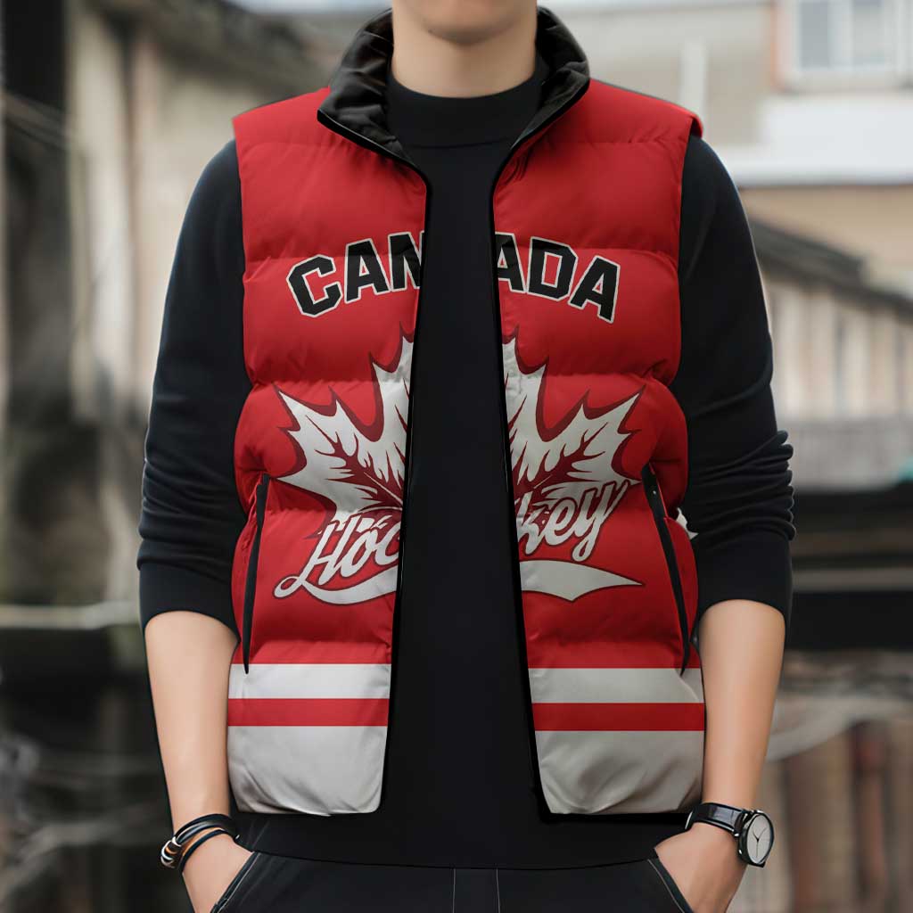 Custom Canada 2026 Hockey Sleeveless Puffer Jacket Team Maple Leaf Red Version - Wonder Print Shop