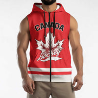 Custom Canada 2026 Hockey Sleeveless Zip Hoodie Team Maple Leaf Red Version - Wonder Print Shop